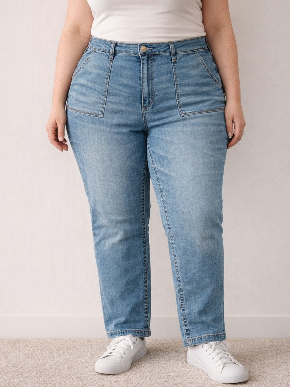 KUT From The Kloth Stevie Straight Leg Jeans 16W High Rise Light Wash